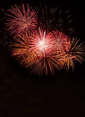 Siyah arkaplanda renkli havai fişekler