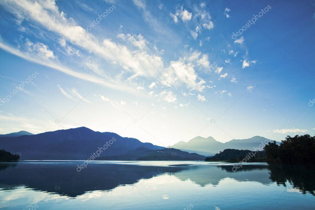 Scenery of Sun Moon Lake, the famous attraction in Taiwan, Asia.