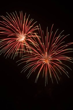 Siyah arkaplanda renkli havai fişekler