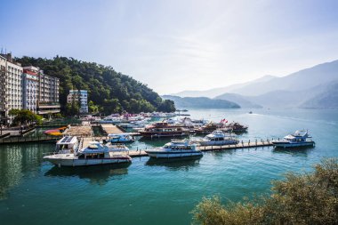 Sun Moon Gölü 'nün manzarası, Tayvan, Asya' nın ünlü cazibesi..