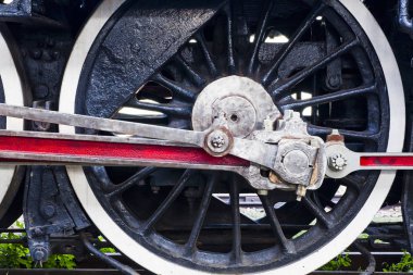 Buhar tren araba tekerlekleri closeup fotoğraf