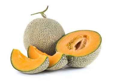 Beyaz arkaplanda izole edilmiş kavun