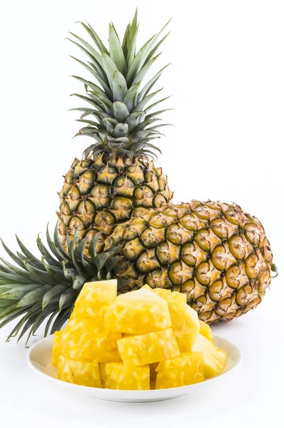 Slice Pineapple White Dish — Stock Photo, Image