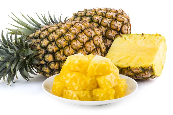 Slice Pineapple White Dish — Stock Photo, Image