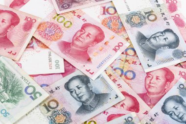 Çin Rmb banka notess arka plan kolaj