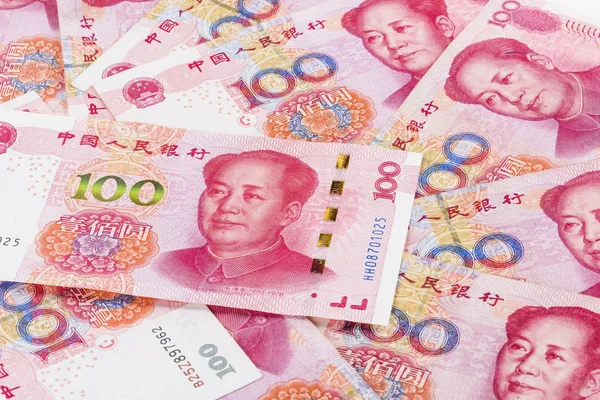 中国の人民元銀行 Notess の背景のコラージュ — ストック写真