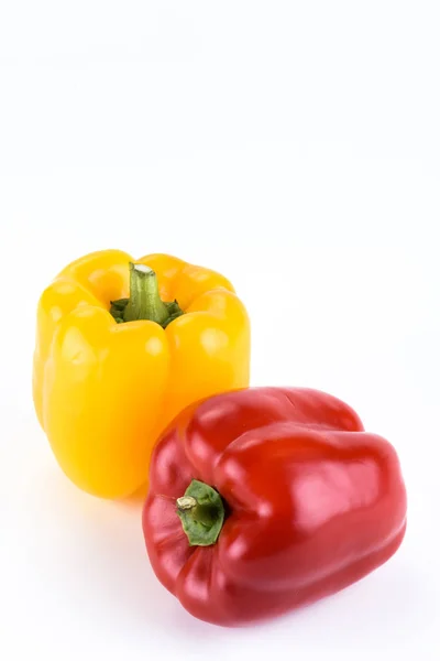 Röd Gul Paprika Vit Bakgrund — Stockfoto