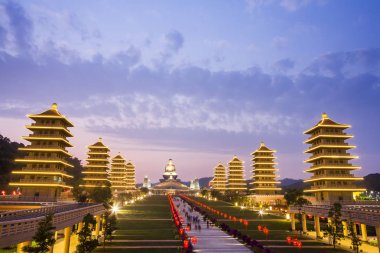 Kaohsiung, Tayvan 'daki Fo Guang Shan Buddha Müzesinde Fener Festivali.