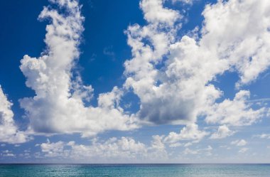 tropikal deniz mavi gökyüzü altında