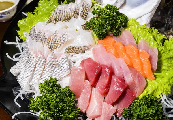 Primer Plano Raw Fresh Sashimi Comida Japonesa — Foto de Stock