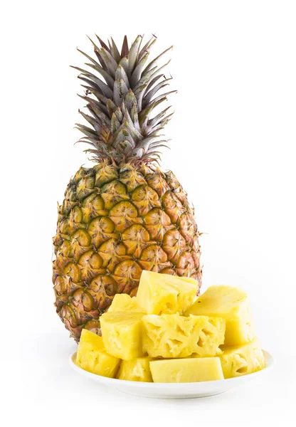 Slice Pineapple White Dish — Stock Photo, Image