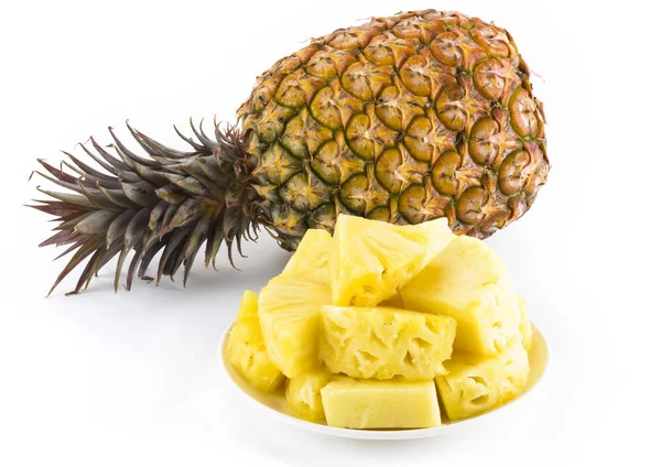 Slice Pineapple White Dish — Stock Photo, Image