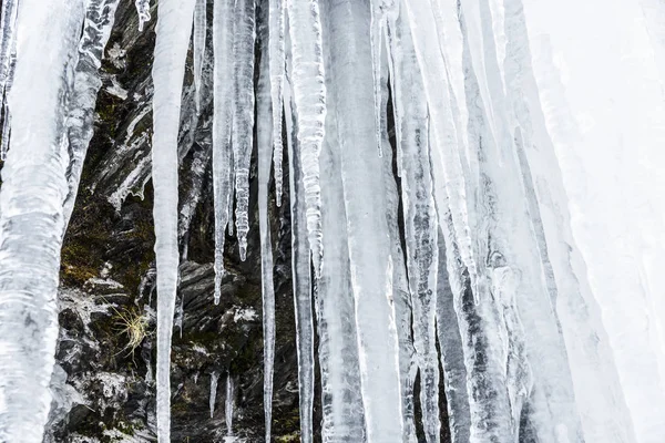 Fryst Isfall Blå Istappar Berget Hehuan Taiwan Asien — Stockfoto