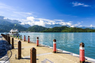 Sun Moon Gölü 'nün manzarası, Tayvan, Asya' nın ünlü cazibesi..