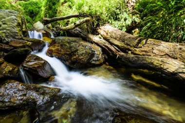 Bir dereye ya da taşların arasından akan akarsuya yakın..