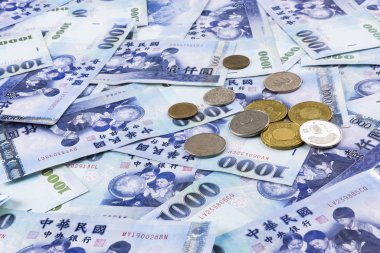 Asya 'nın el ele tutuşan Tayvan bankalarının yakın plan fotoğrafları.