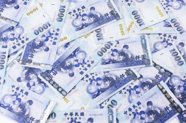 Tayvan banknotları beyaz arka planda izole
