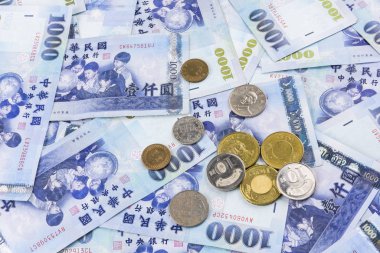 Asya 'nın el ele tutuşan Tayvan bankalarının yakın plan fotoğrafları.