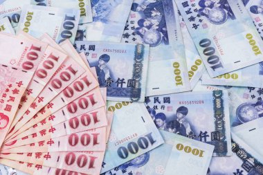 Tayvan banknotları beyaz arka planda izole