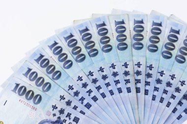 Tayvan banknotları beyaz arka planda izole