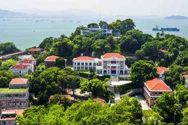 Xiamen, Çin 'deki Gulangyu Adası' nın havadan görünüşü.