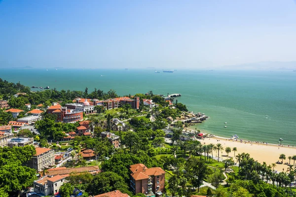 Xiamen, Çin 'deki Gulangyu Adası' nın havadan görünüşü.