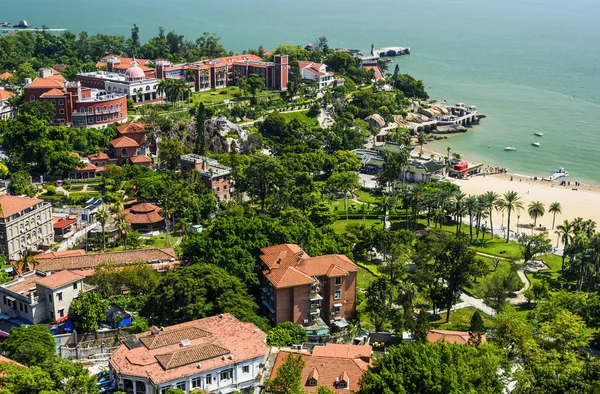 Xiamen, Çin 'deki Gulangyu Adası' nın havadan görünüşü.