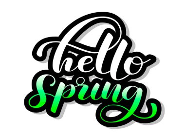 Merhaba, fırça yazı bahar. Vektör çizim