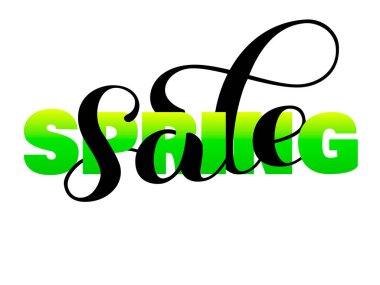 Bahar satış fırça yazı. Üst üste gelen metin düzeni. Vektör çizim afiş için