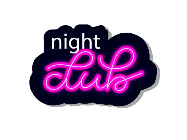 Klub malam dengan stiker huruf neon. Ilustrasi vektor . - Stok Vektor