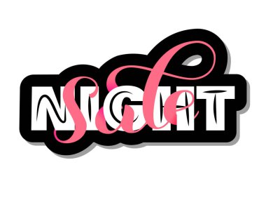 Gece Satılık fırça yazı. Üst üste gelen metin düzeni. Vektör çizim afiş için