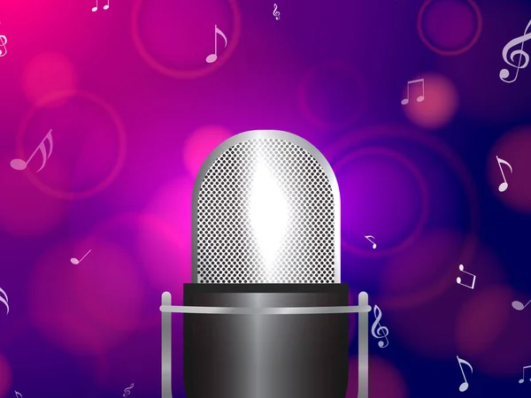 Música de fondo rosa y azul con micrófono. Ilustración vectorial . — Vector de stock