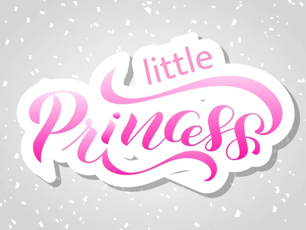 Pincel Lettering adesivo pequena princesa. Ilustração em rosa vetorial — Vetor de Stock