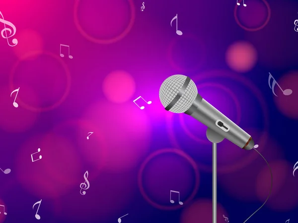 Music pink and blue background with microphone. Vector illustration. — Stock Vector