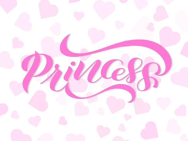 Brush Lettering sticker Princess with heart. Vector illustration — Stock Vector