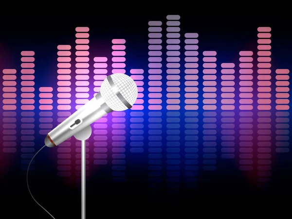 Musik rosa und blauer Equalizer mit Mikrofon. Vektorillustration — Stockvektor