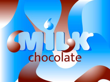 Soyut Mavi ve beyaz dalgalarla süt yazısı. Vektör Illustration.