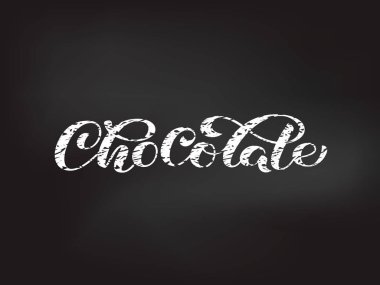 Çikolata yazı. Word için giyim, banner. Vektör çizim