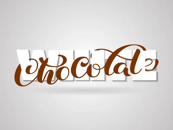 Biała czekolada pędzel napis. Nakładający się układ tekstu. Ilustracja wektorowa dla transparentu — Wektor stockowy