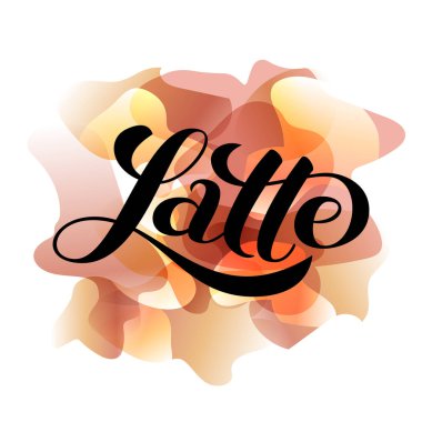 Latte yazısı. Suluboya soyut arka plan. Vektör Illustration