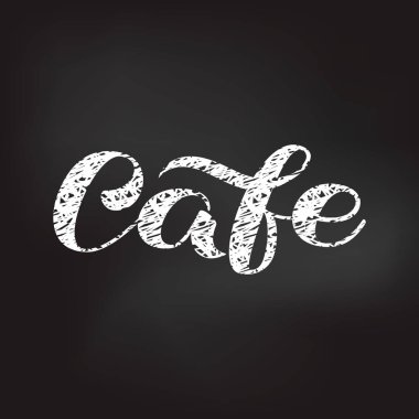 Kafe yazısı. Afiş için tuğla arka plan. Vektör çizimi