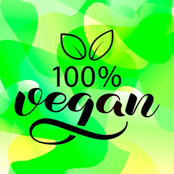 Letras de cepillo vegano con acuarela verde. Ilustración vectorial para envasado de alimentos — Vector de stock