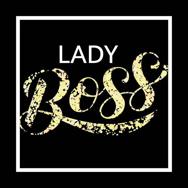 Lettere Lady Boss Preventivo Vestiti Banner Cartolina Illustrazione Vettoriale — Vettoriale Stock