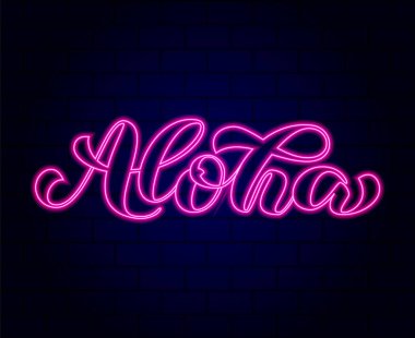 Aloha fırça yazısı. Hawai dil tebrik tipografi. Kart için vektör Illustration