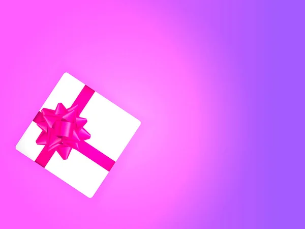 Neon abstrakten Hintergrund mit Geschenkbox mit Schleife. Vektorillustration — Stockvektor