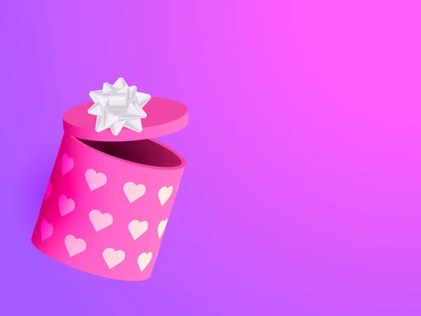 Fondo abstracto de neón con caja de regalo con lazo. Ilustración vectorial — Vector de stock