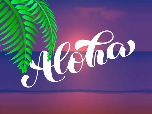 Lettrage des pinceaux Aloha. Langue hawaïenne saluant la typographie. Illustration vectorielle pour carte — Image vectorielle