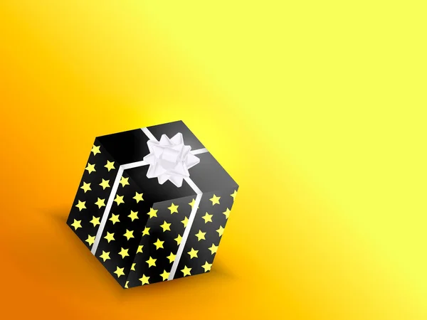Gelber abstrakter Hintergrund mit Geschenkbox mit Schleife. Vektorillustration — Stockvektor