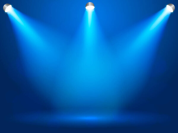 Световые лучи на синем фоне. Векторная иллюстрация для плаката или баннера
