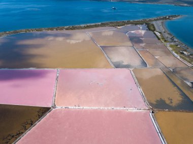 Red lakes pink lakes in the Dominican Republic birds view 